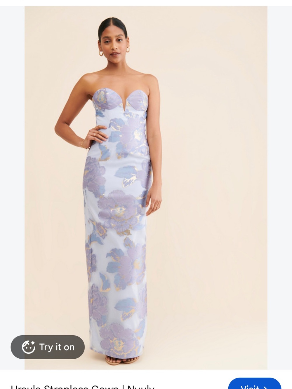 Katie May Strapless Sweetheart Gown in Lilac and Gold
